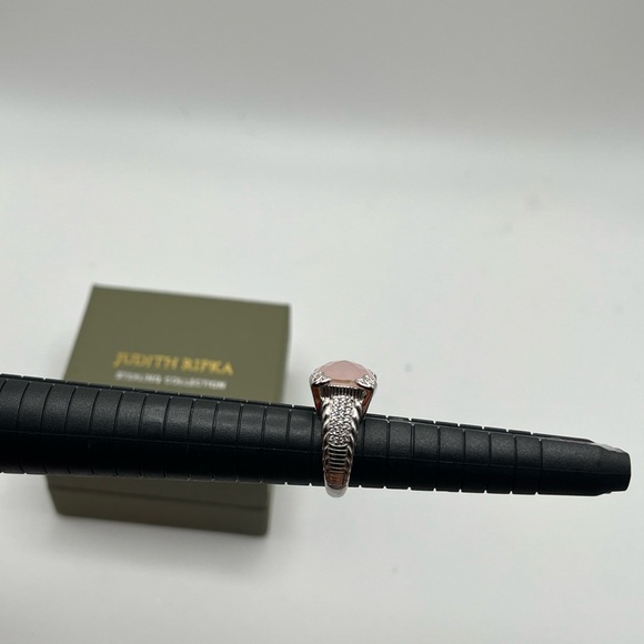 Judith Ripka Sterling Diamonique Rose Quartz Doublet Ring Size 5 - Picture 7 of 10